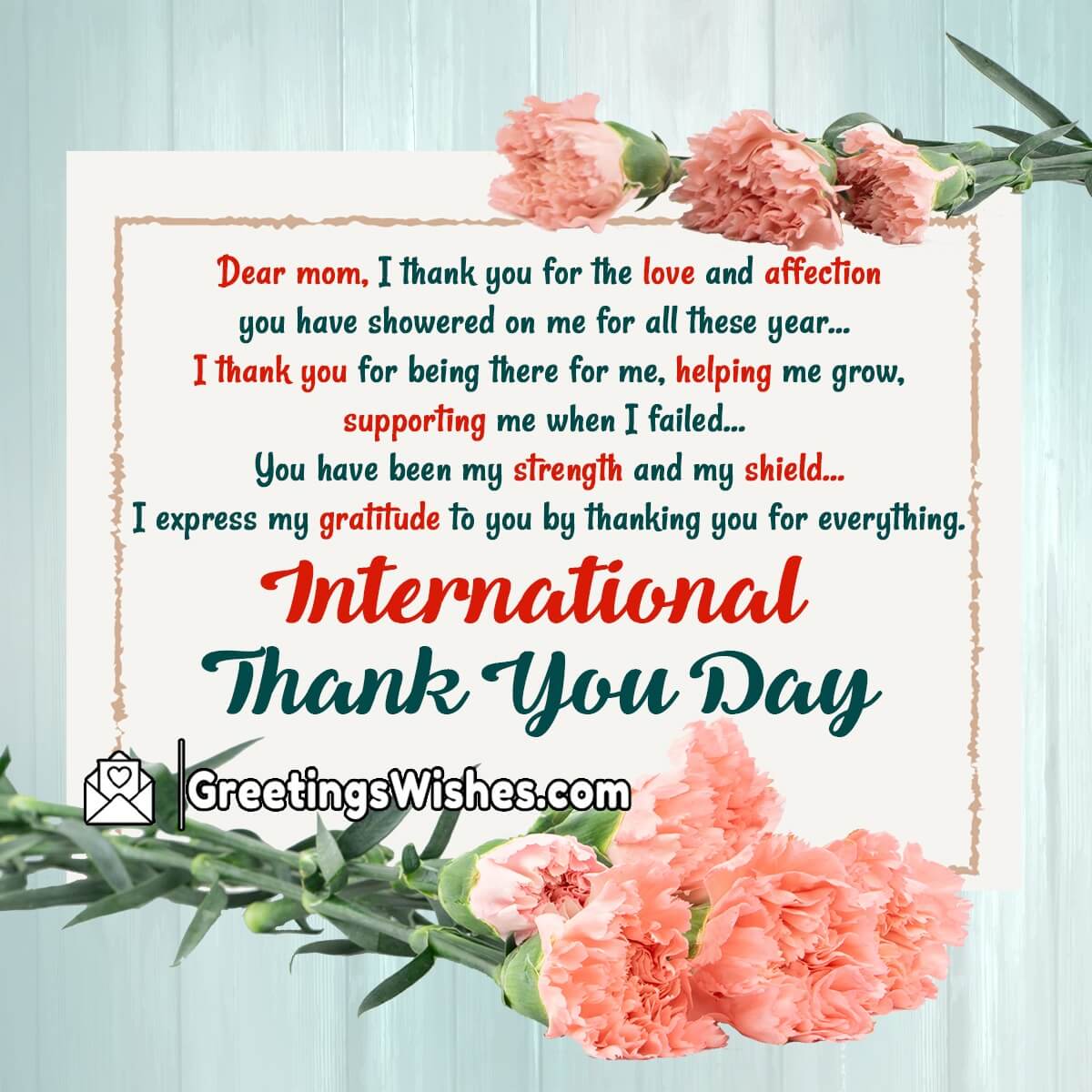 International Thank You Day Message For Mother