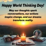 A glowing candle at sunrise, symbolizing inspiration and unity on World Thinking Day.