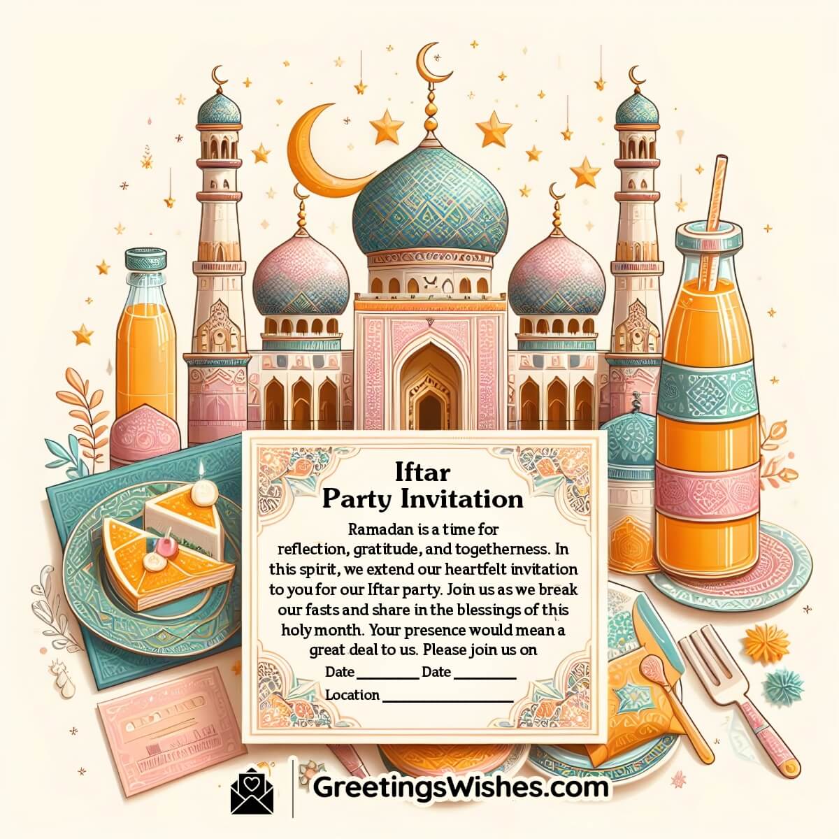 Iftar Party Invitation Letter Card