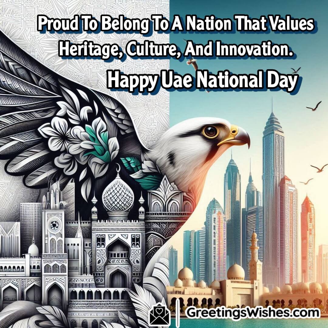 Emirati cultural heritage alongside modern buildings, celebrating the nation’s values.