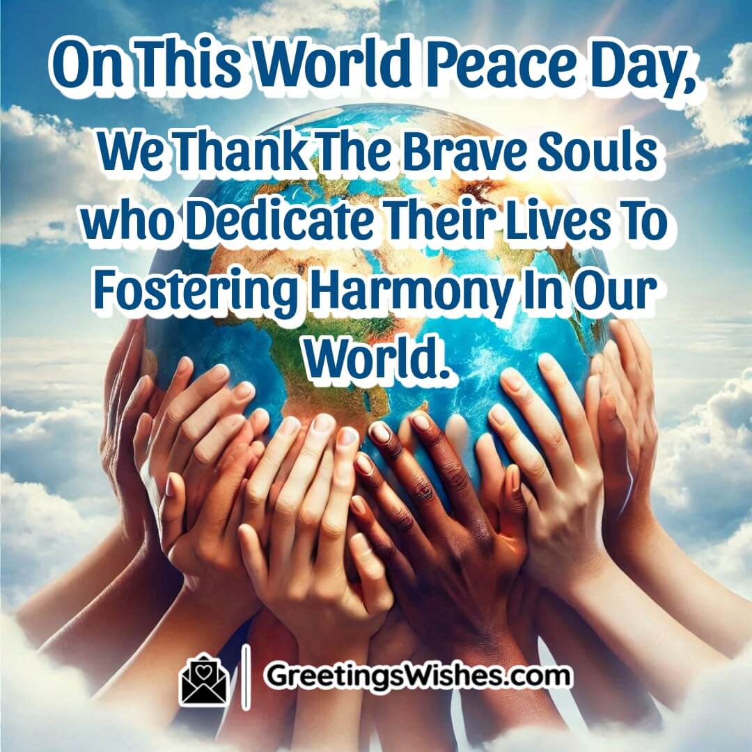 Hands of diverse individuals holding a globe together, symbolizing unity and harmony for World Peace Day.