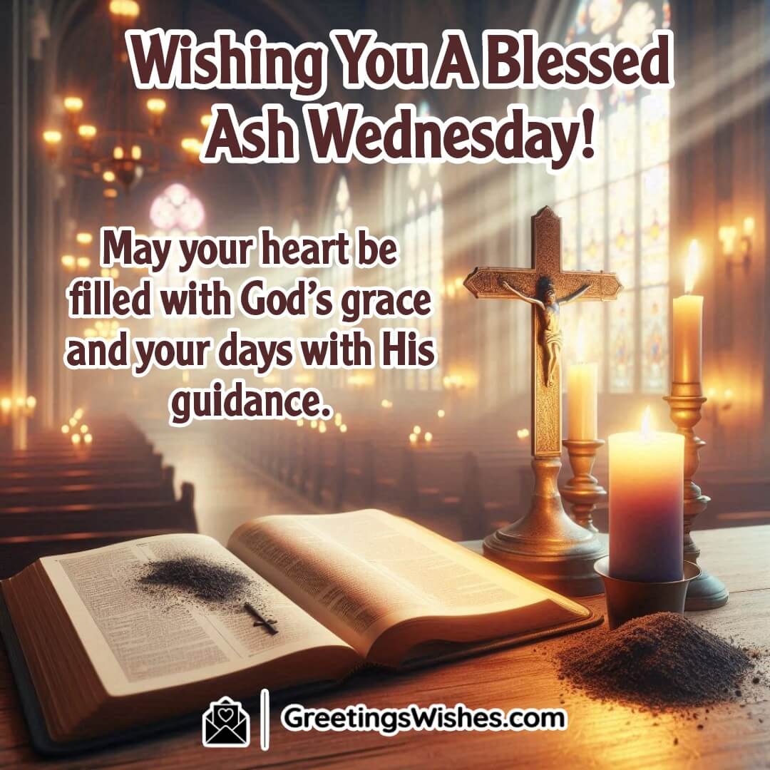 A peaceful Ash Wednesday scene with a Bible, ashes, and candlelight, symbolizing God’s grace and guidance.