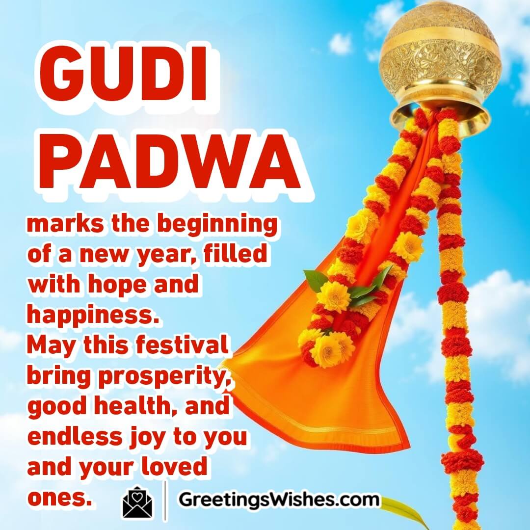 Gudi Padwa celebration image with a decorated Gudi symbolizing hope and happiness.