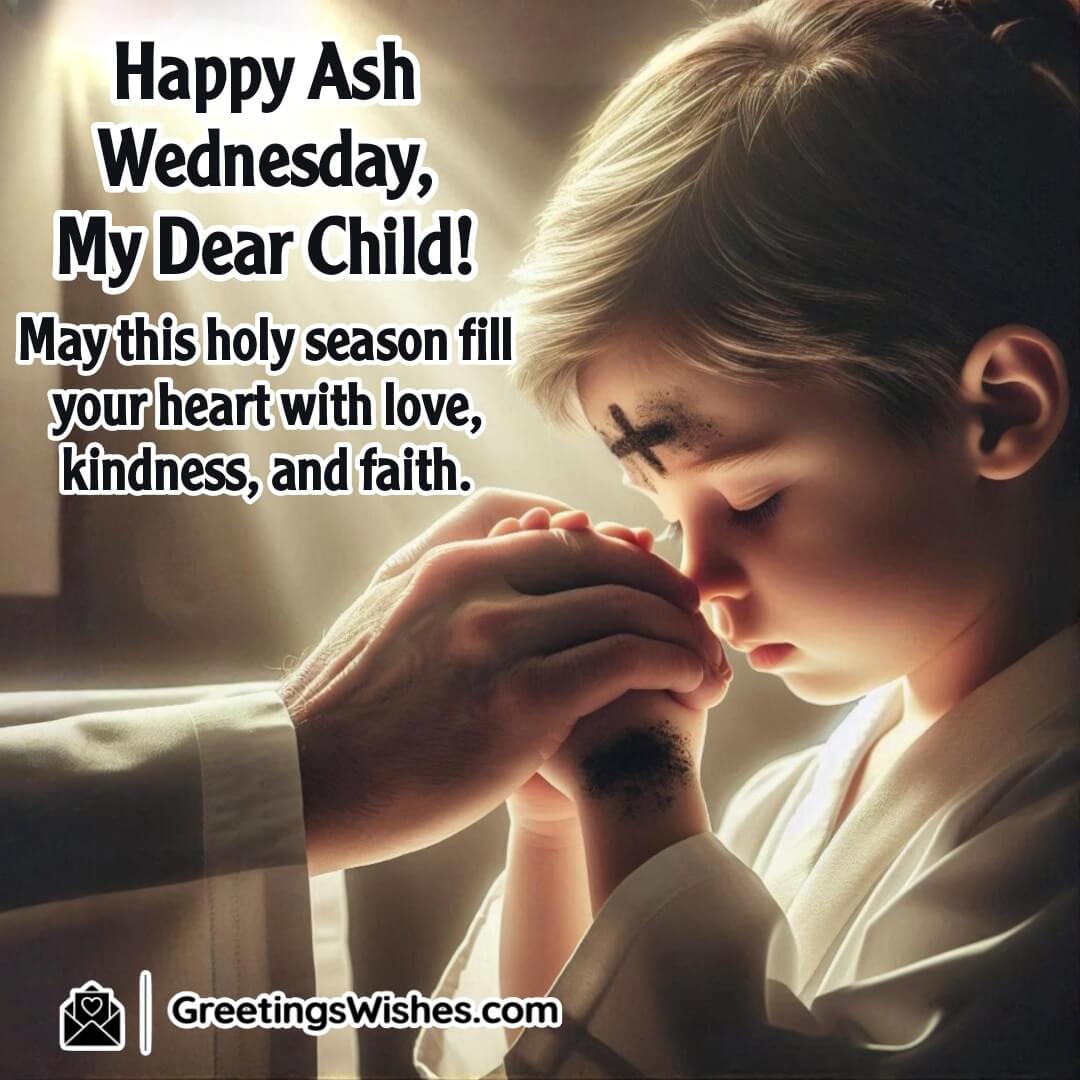 A child receiving ashes on Ash Wednesday, symbolizing innocence, faith, and devotion.