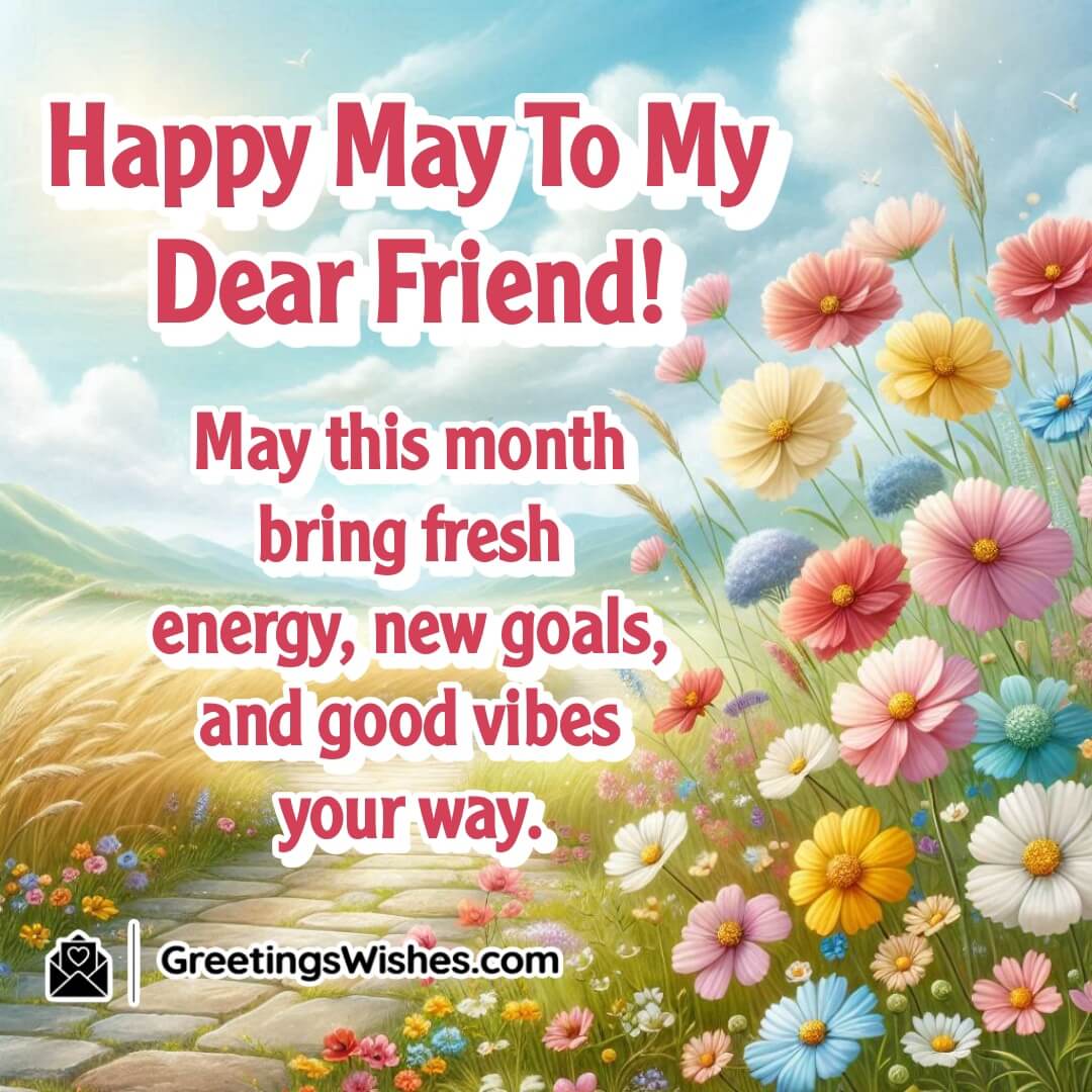 A blooming meadow symbolizing fresh energy, new goals, and vibrant positivity for May.