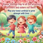 Happy Siblings Day image with a brother and sister walking in a park, symbolizing love and a strong sibling bond.