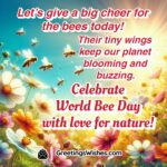 World Bee Day image featuring bees and vibrant flowers, symbolizing natural balance and celebration.