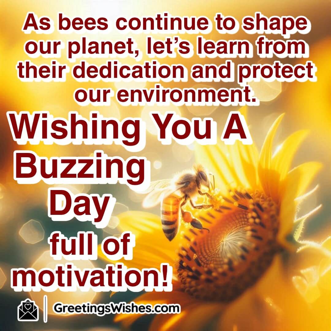 World Bee Day image featuring a bee on a sunflower, symbolizing motivation, purpose, and ecological balance.