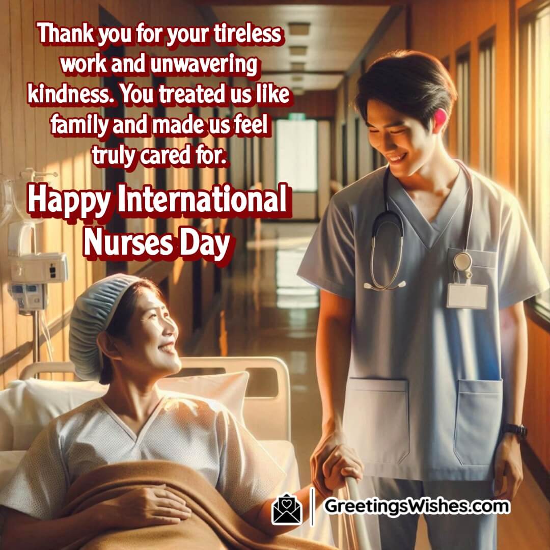 International Nurses Day image of a kind nurse walking with a patient, symbolizing trust and deep care.