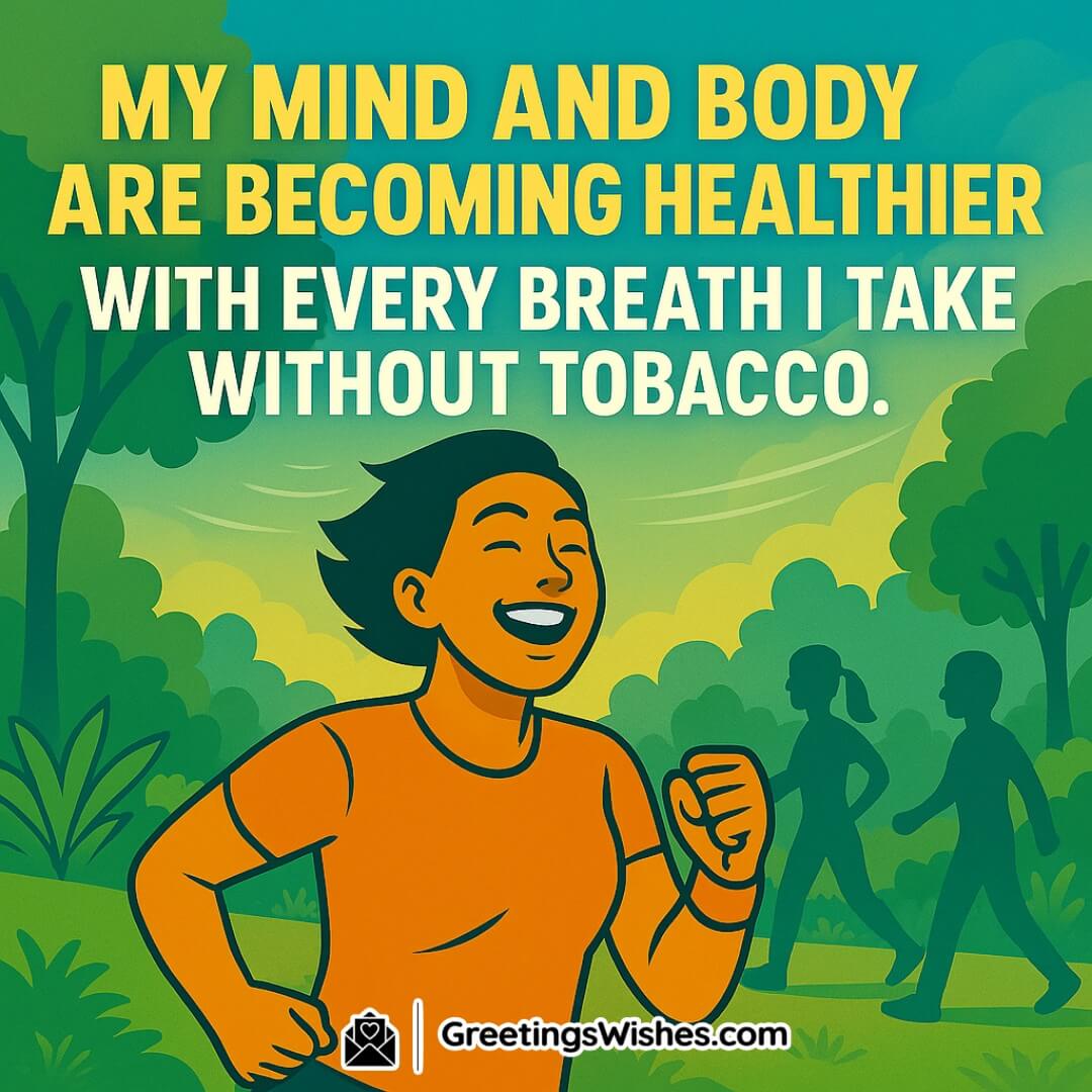 World No-Tobacco Day featuring a healthy person jogging in fresh air, symbolizing the physical and mental benefits of living tobacco-free.