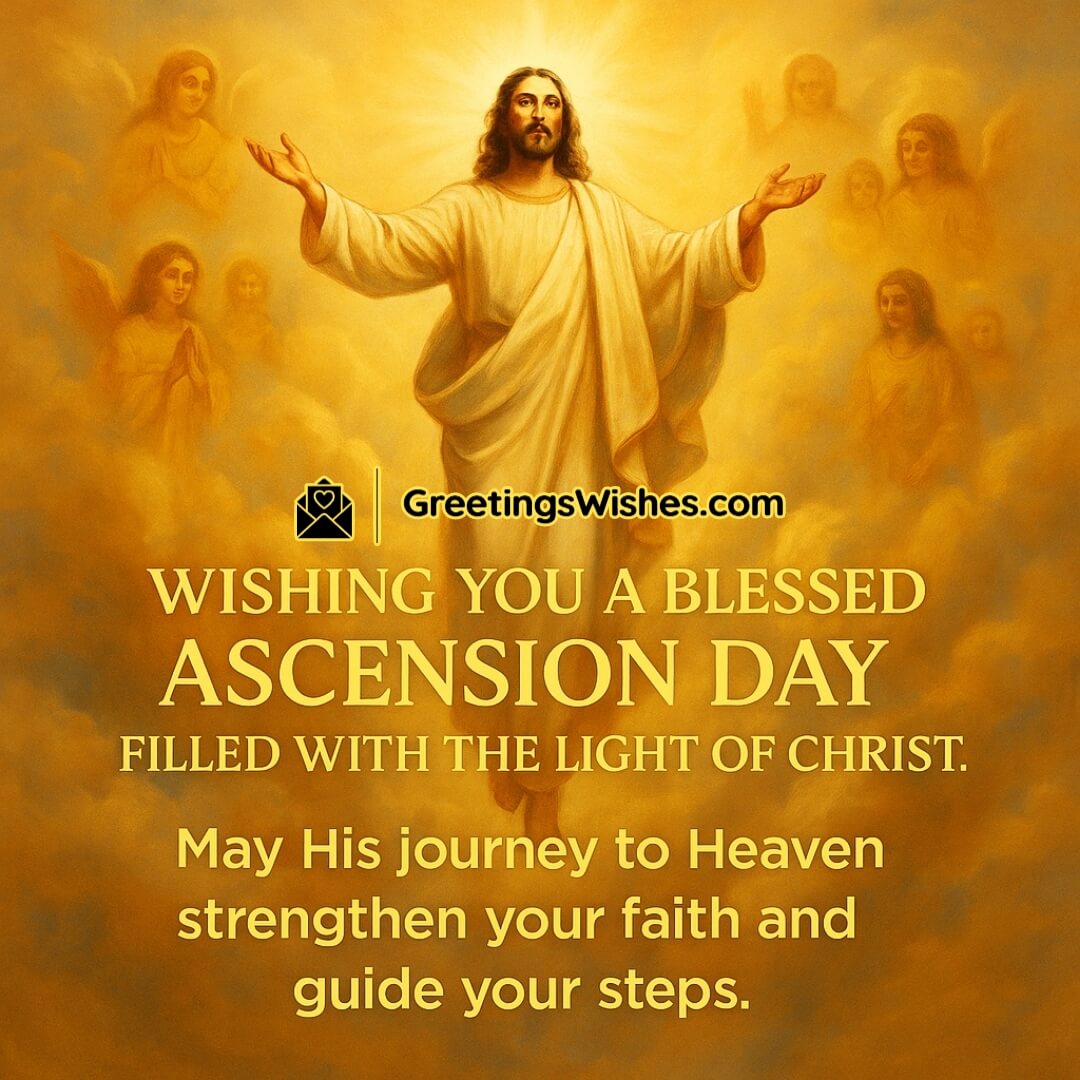Ascension Day featuring Jesus rising into heavenly light with angelic presence, symbolizing divine guidance, spiritual faith, and the journey toward higher truth.