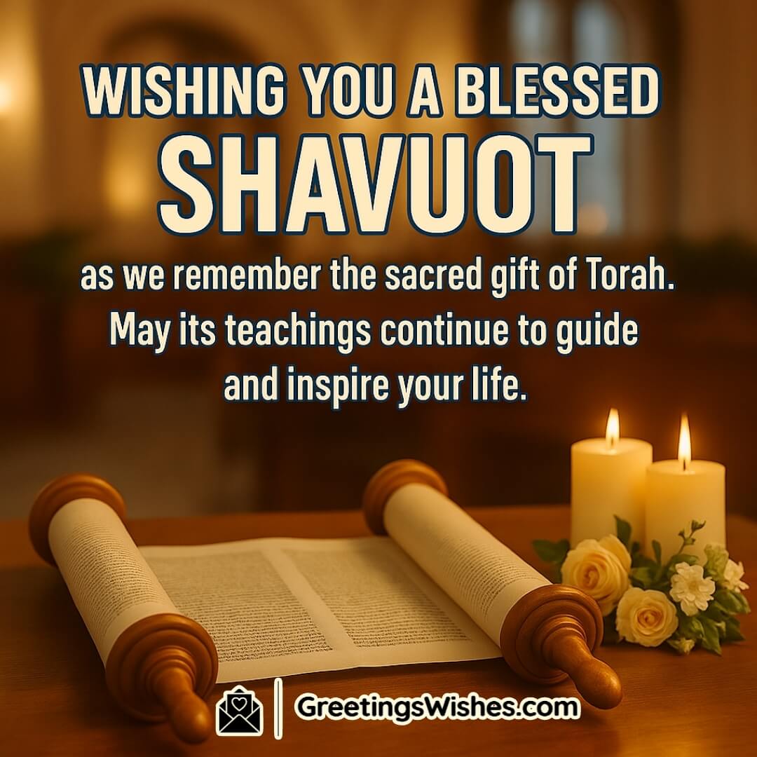Shavuot image featuring an open Torah scroll illuminated by candlelight, symbolizing the sacred gift and guiding teachings of the Torah.