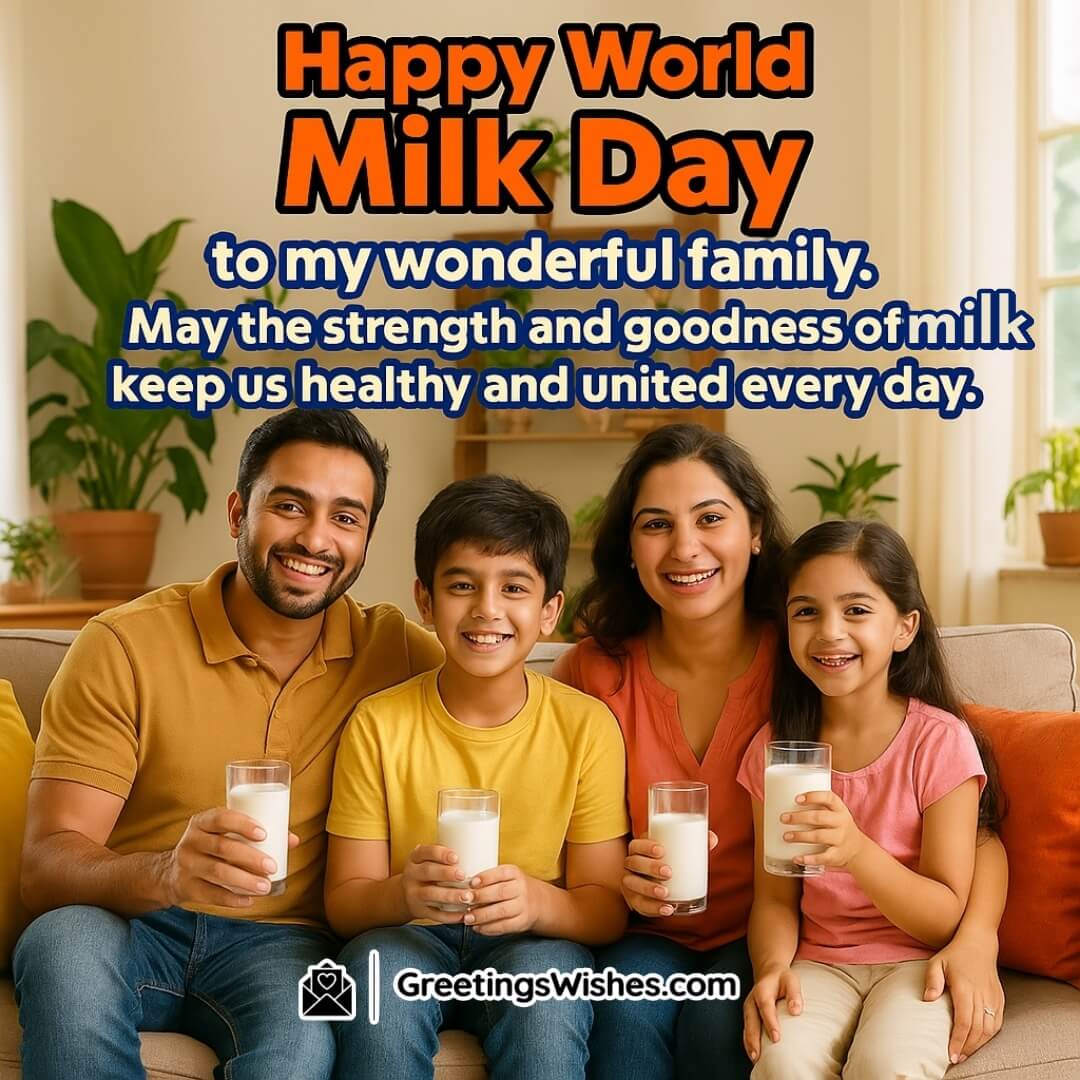 World Milk Day featuring a happy Indian family sharing milk at the breakfast table, symbolizing unity, strength, and the nourishing bond of togetherness.