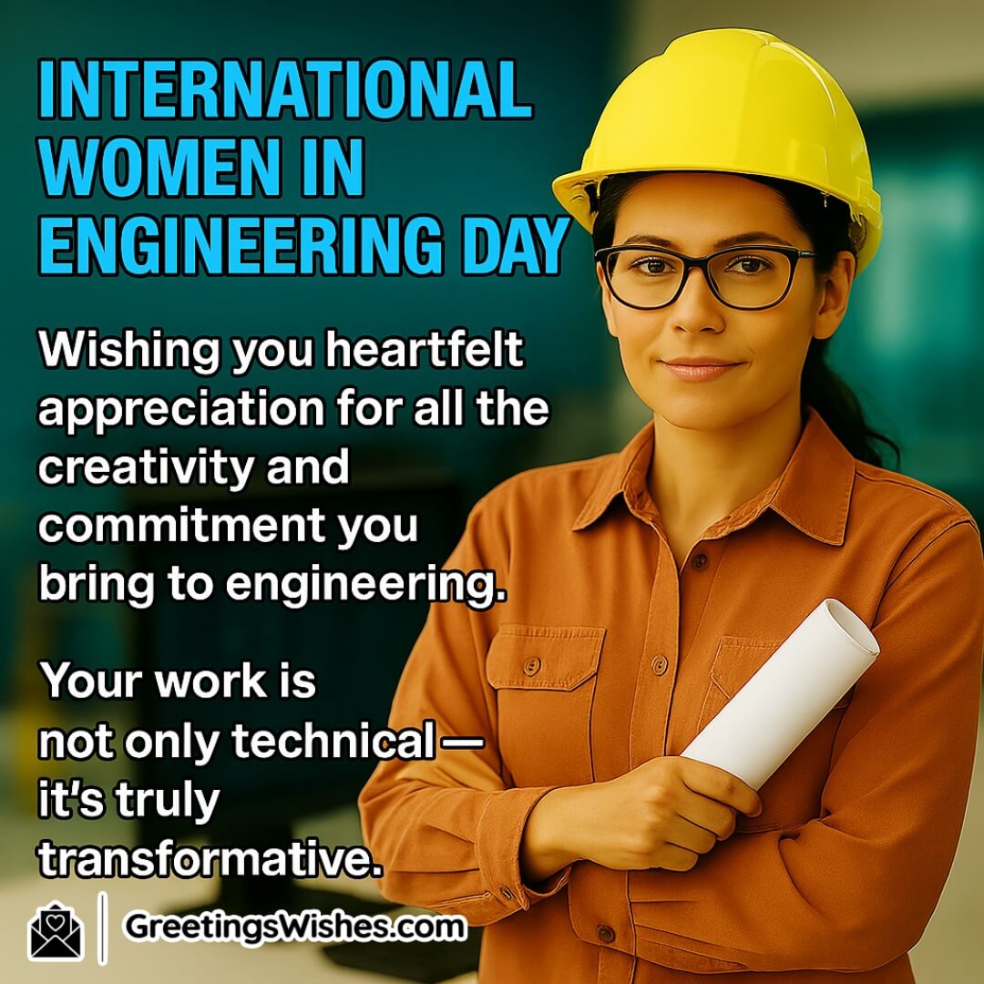 International Women in Engineering Day with a confident woman engineer in a bright workspace, symbolizing appreciation, innovation, and transformation.