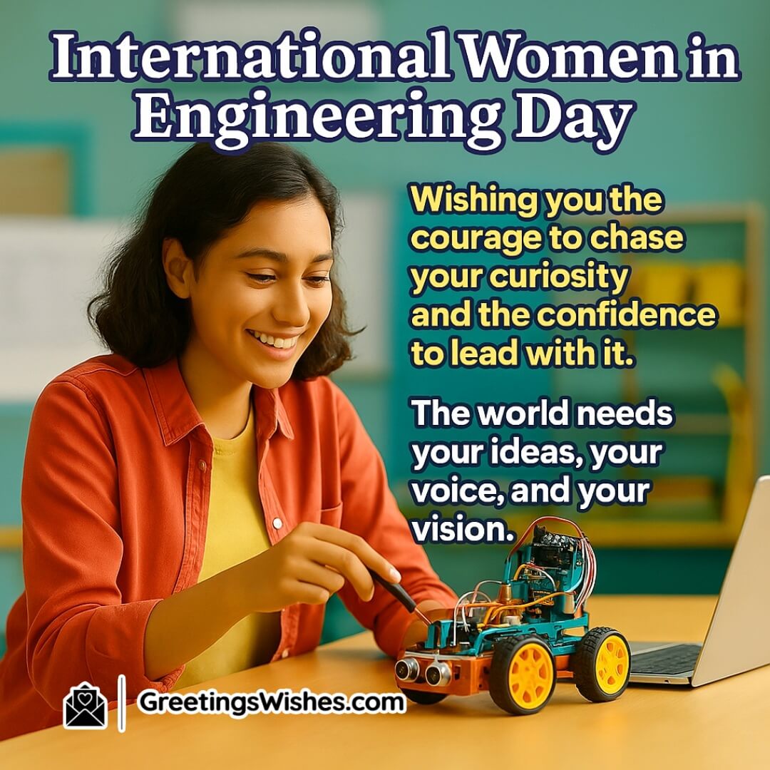 International Women in Engineering Day with a young woman engineer working in a creative lab symbolizing innovation, courage, and leadership.