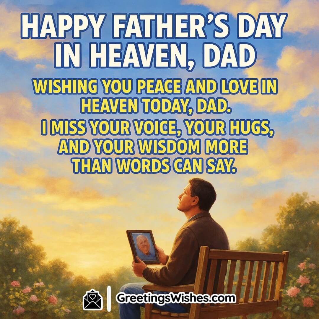 Father’s Day memorial with peaceful sky and symbolic light — Honoring a father in heaven with love and remembrance.