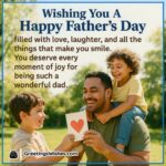 Father’s Day image featuring a smiling dad playing joyfully with his children in a sunny backyard, symbolizing the message of appreciation, love, and joyful moments.