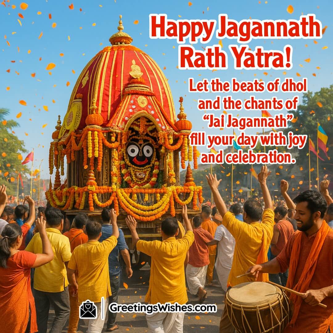 Festive Jagannath Rath Yatra Image – Symbolizes the joy, devotion, and cultural spirit of the Rath Yatra through vibrant scenes, rhythmic celebration, and divine presence.