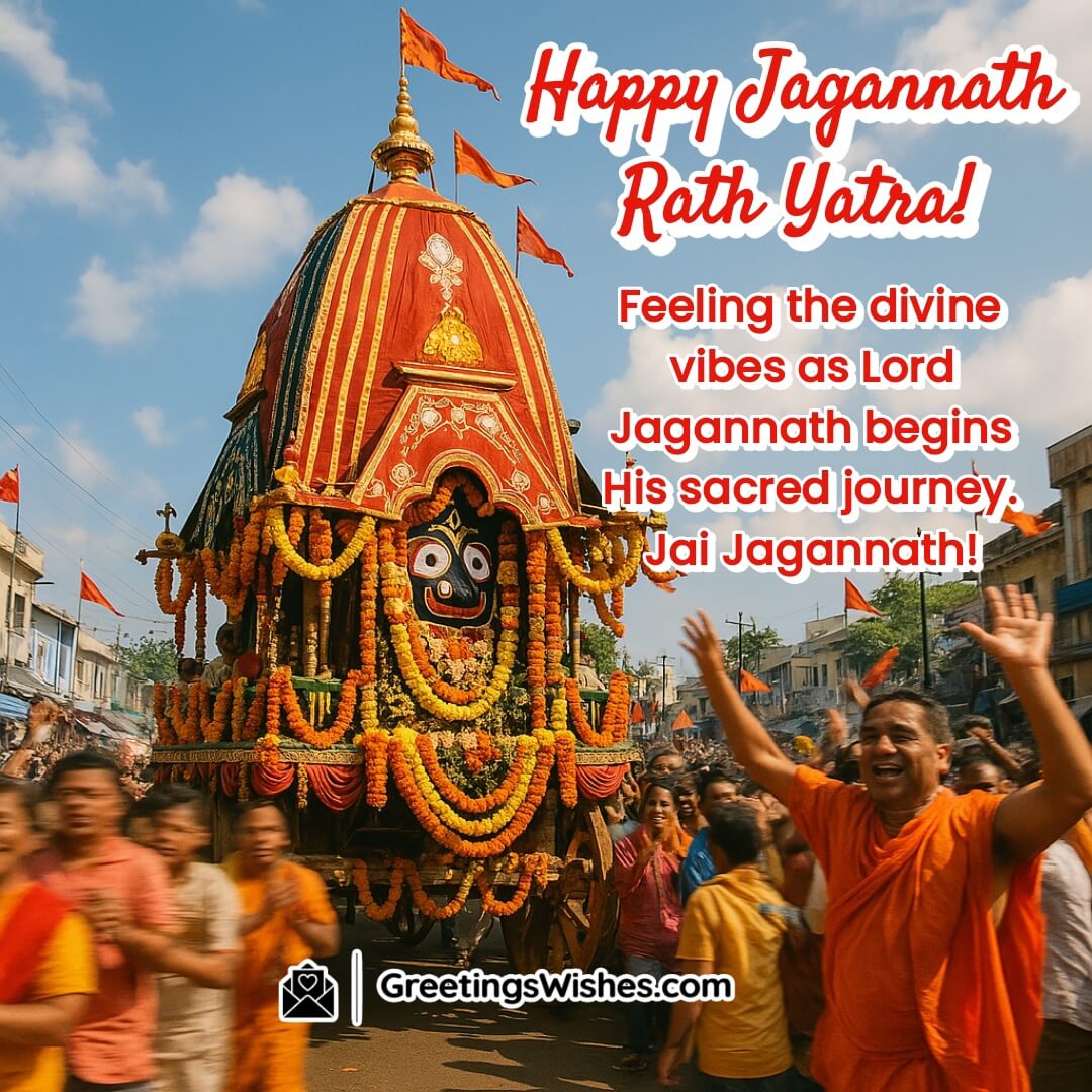 Social Media Jagannath Rath Yatra Image – Symbolizes the sacred beginning of the Lord’s journey with vibrant cultural details, divine energy, and space for sharing a message.