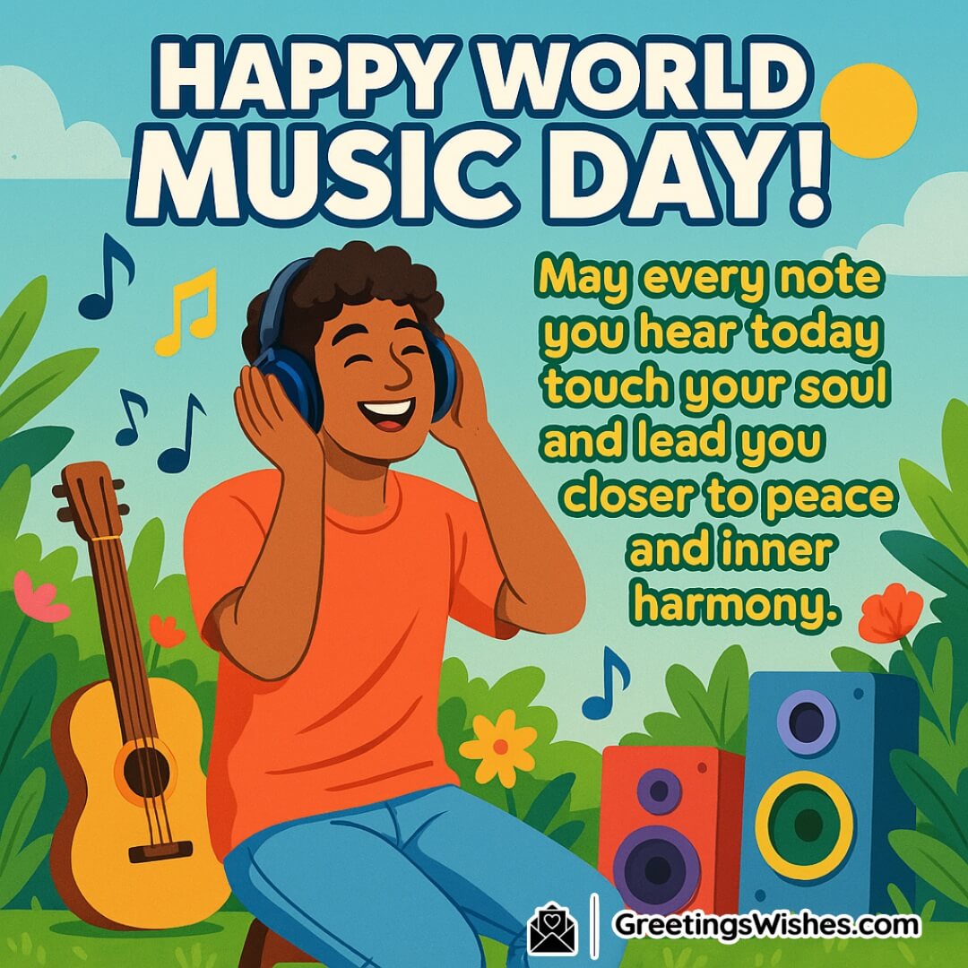 World Music Day with a happy young person enjoying music outdoors symbolizing joy, expression, and the power of rhythm.