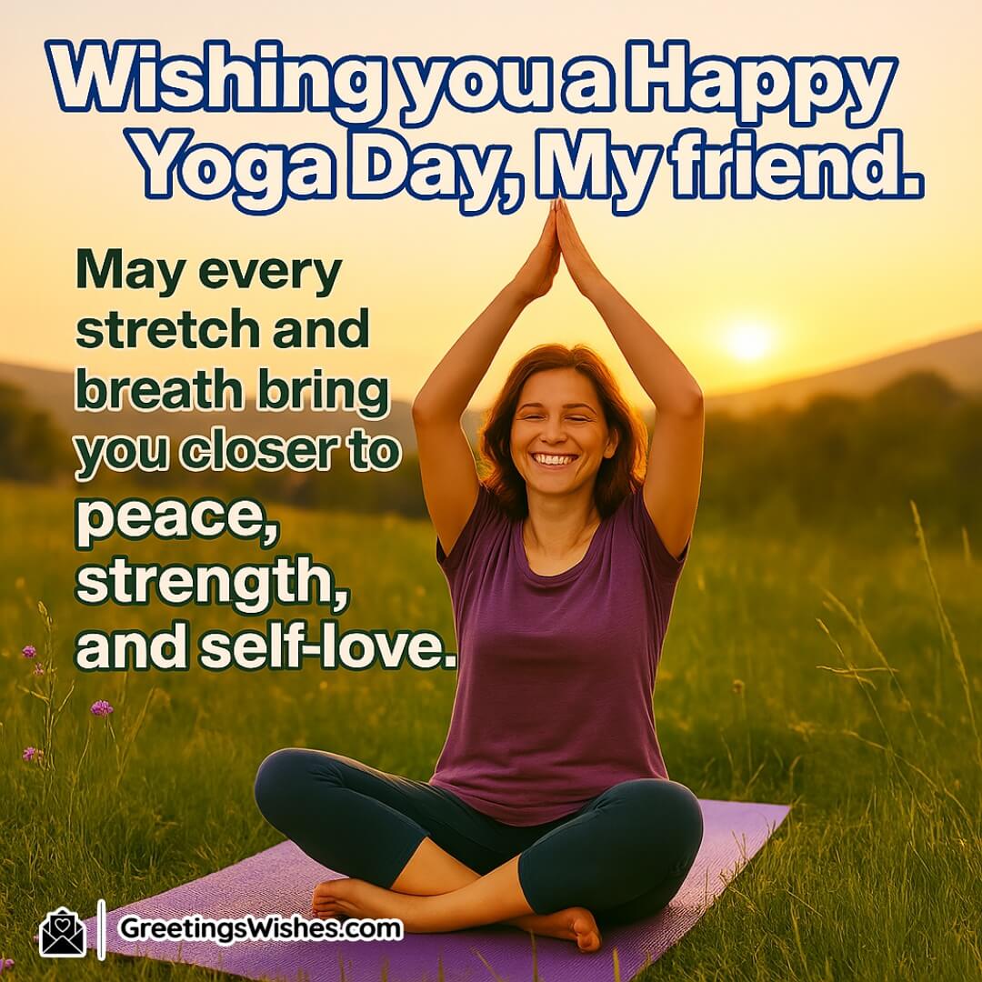 International Yoga Day with a group practicing yoga in nature at sunrise — symbolizing friendship, harmony, and inner peace.