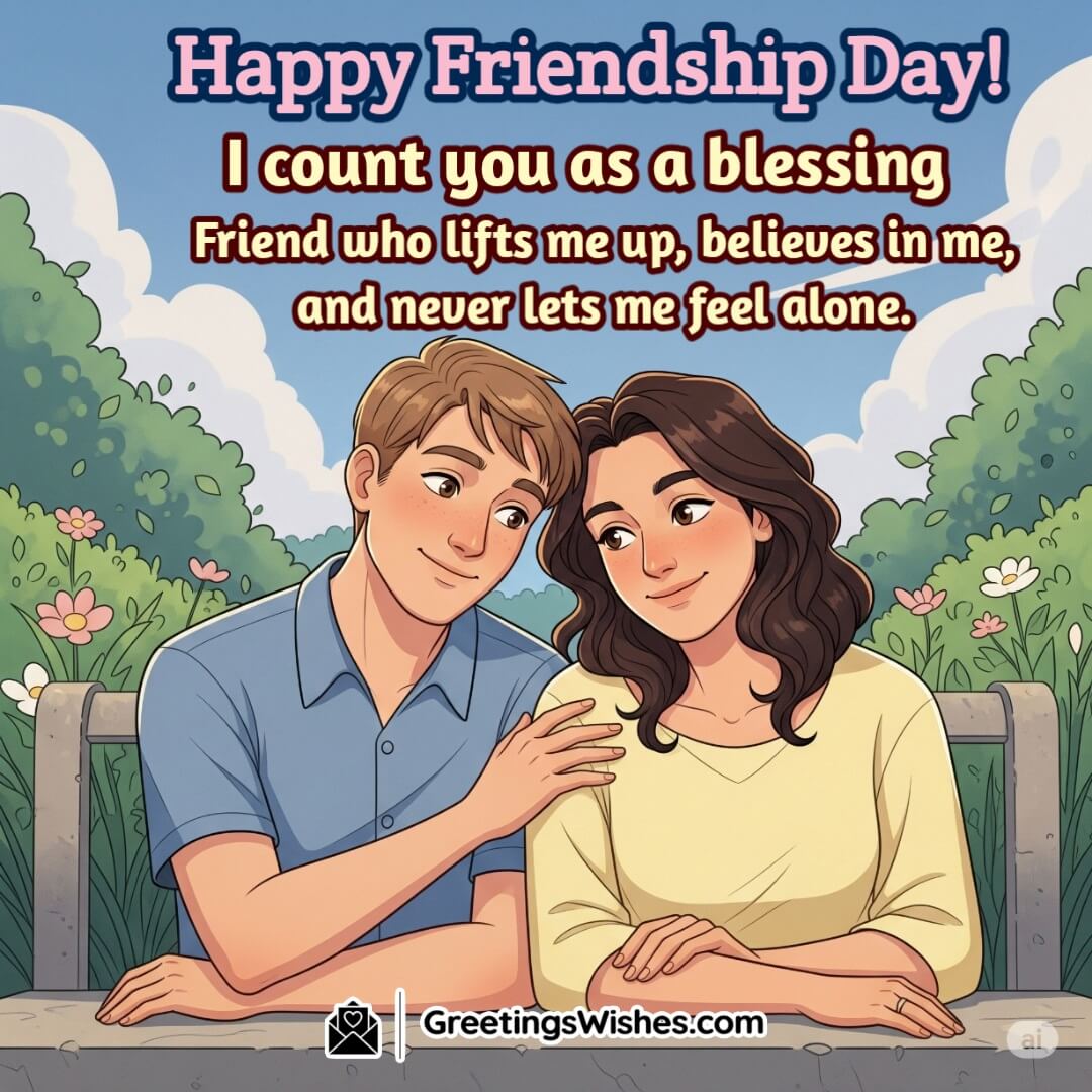 Friendship Day Image featuring two friends seating together in a quiet park, symbolizing emotional support, trust, and the comfort of a loyal bond.