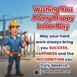 Labor Day image featuring a worker proudly holding tools with a warm sunrise in the background symbolizing dedication hard work and achievement.