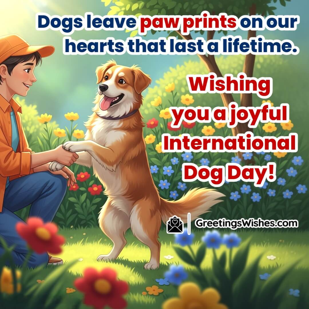 International Dog Day image featuring a dog’s paw in a human hand, symbolizing deep love and lasting connection.