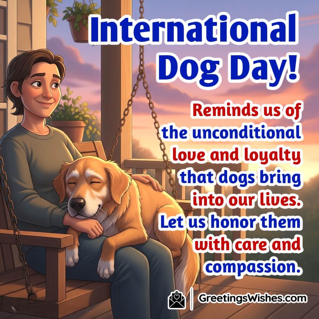 International Dog Day image featuring a person sitting with a resting dog, symbolizing loyalty, care, and emotional bonding.