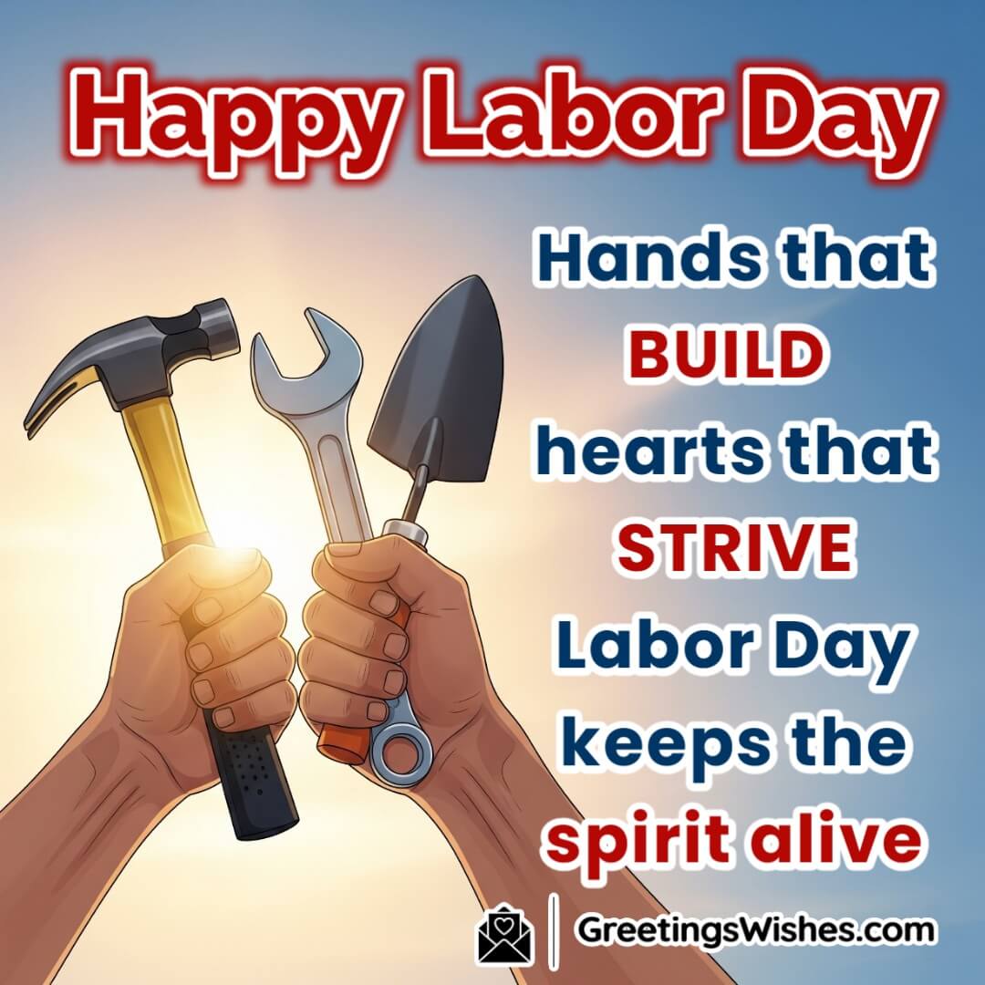 Labor Day image featuring close up hands holding tools with golden sunrise background symbolizing effort resilience and the spirit of labor.