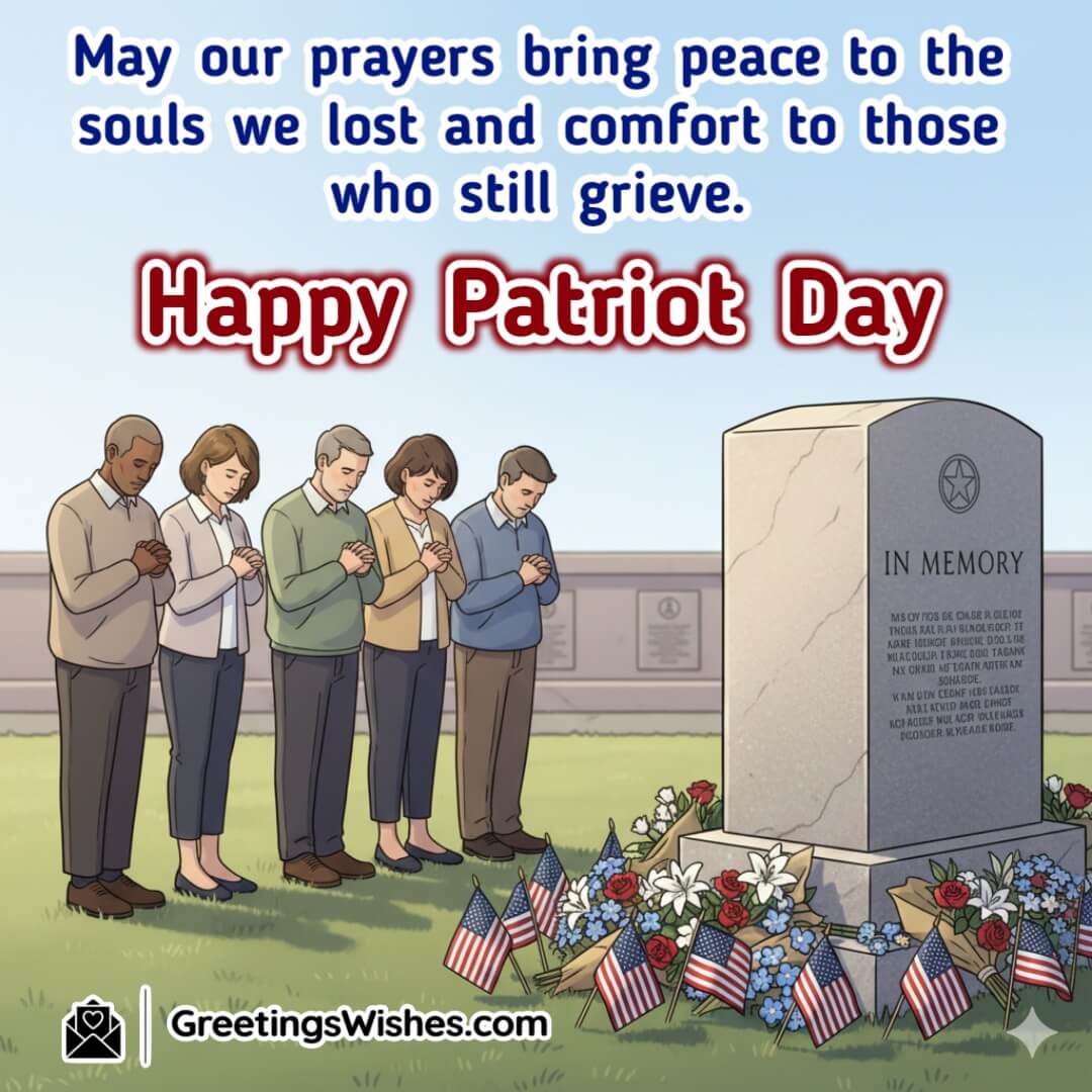 Patriot Day image featuring people gathered in silent prayer with flag and candles symbolizing peace remembrance and comfort for grieving hearts.