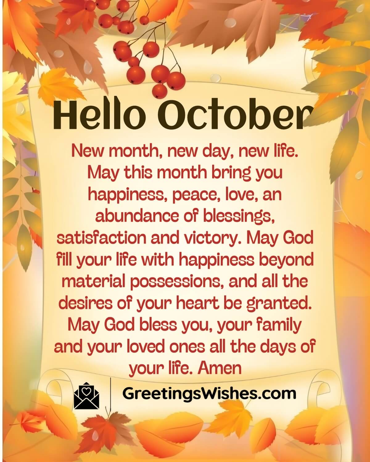 Hello October Blessings Message