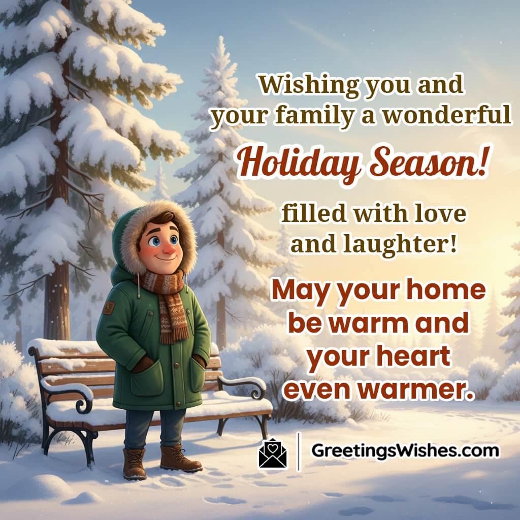 December holiday season message image featuring a bright winter morning symbolizing togetherness and festive warmth.