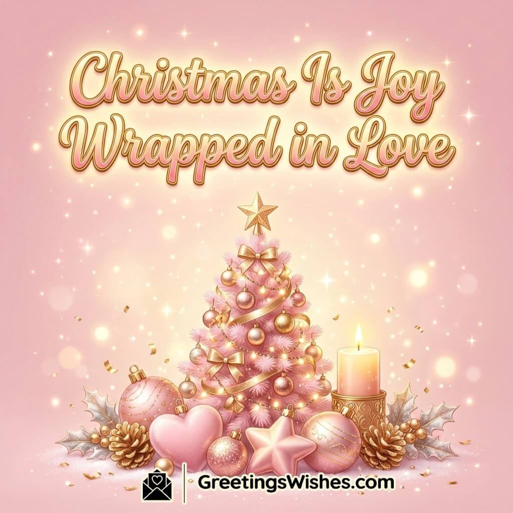Beautiful Christmas Joy Quote image featuring warm festive décor with soft light symbolizing love warmth and joyful celebration.
