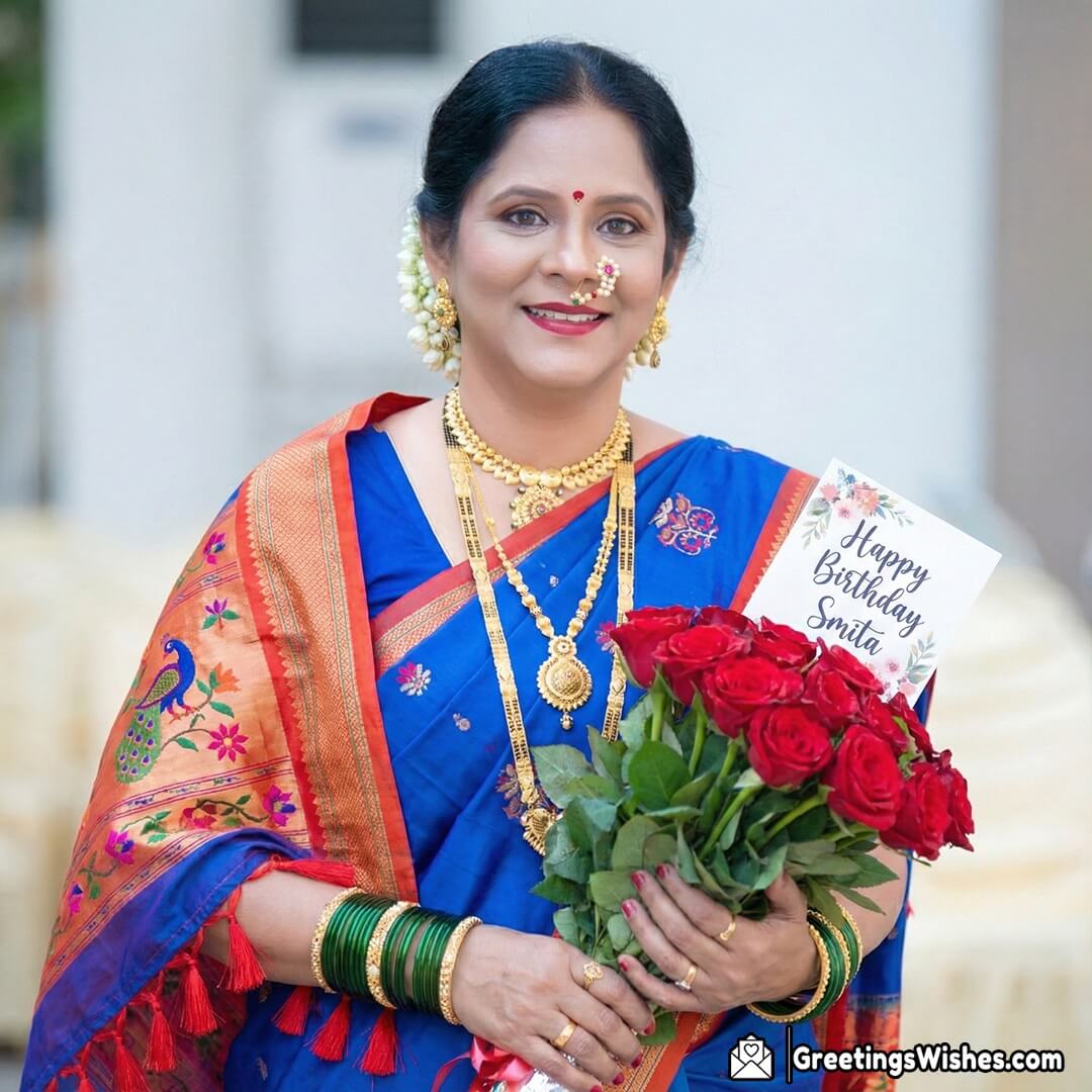 Birthday Photo Wish With Roses And Name