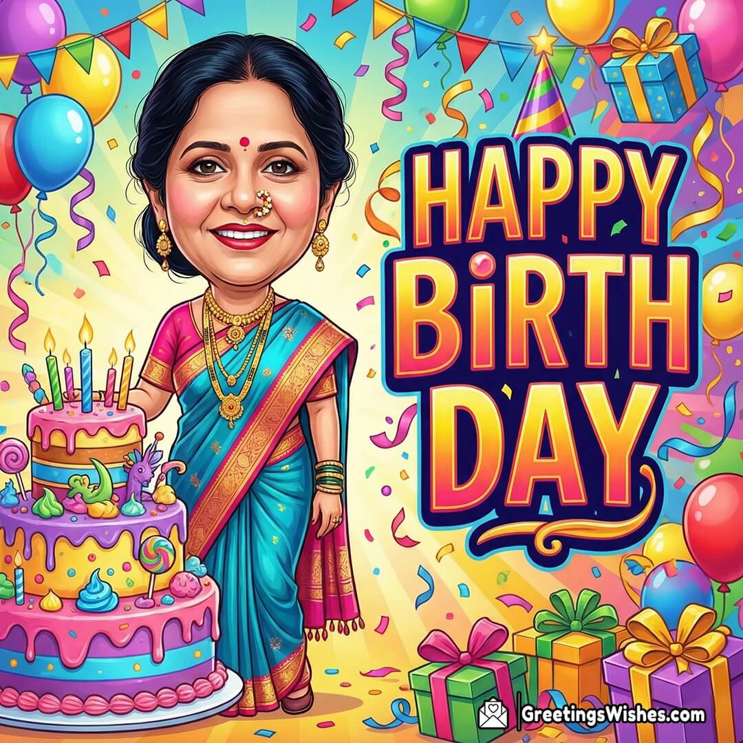 Caricature Style Happy Birthday Photo