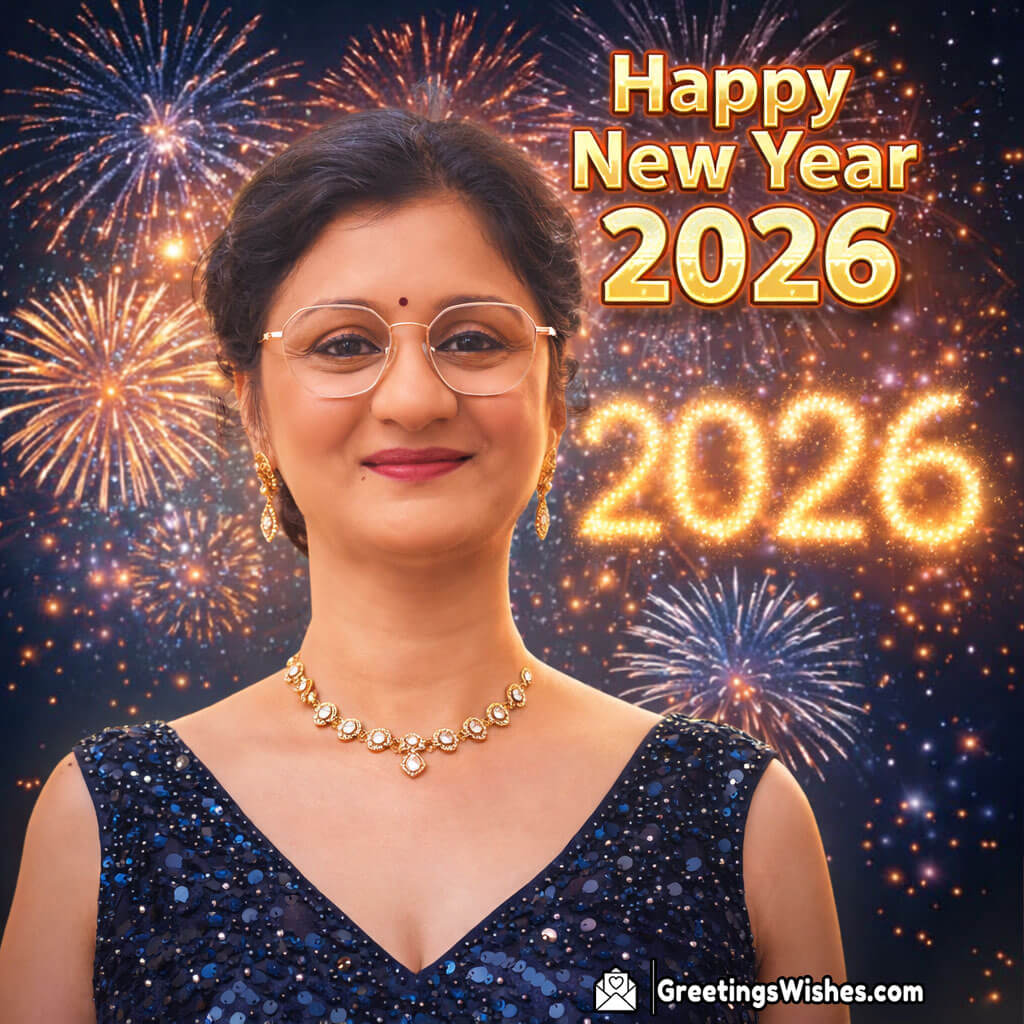 Customised Happy New Year 2026 Fireworks Sky Photo