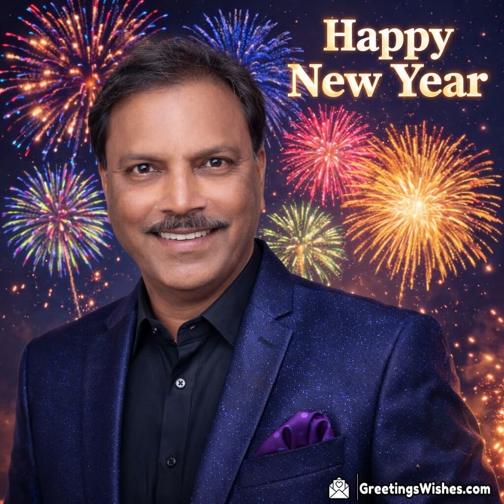 Customised Happy New Year Fireworks Background Photo