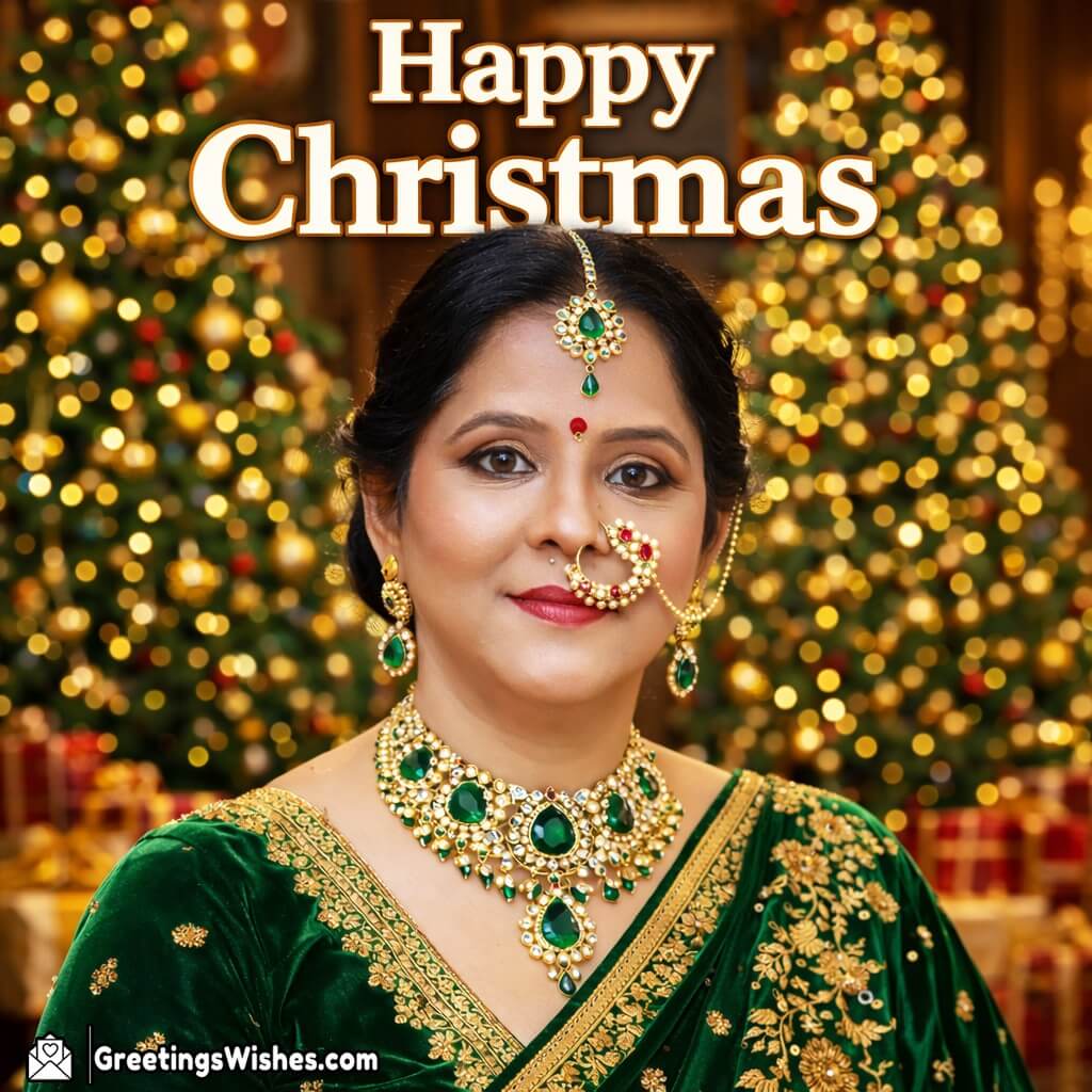 Elegant Christmas Portrait Photo Personalised