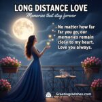 Long distance love image featuring a peaceful night balcony under a moonlit sky, symbolizing cherished memories that remain close despite the distance.