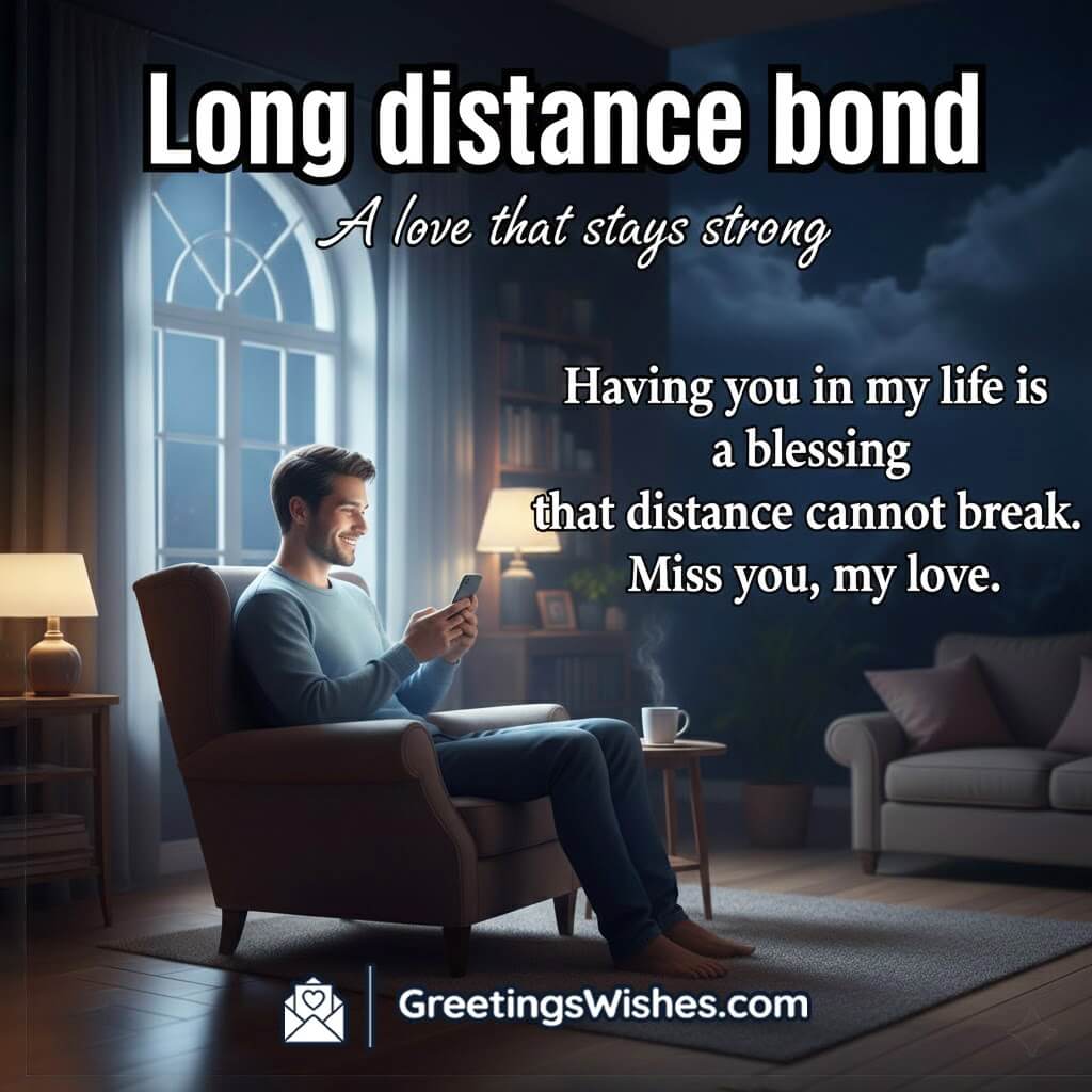 Long distance relationship image showing a quiet night window scene with soft moonlight, symbolizing a strong emotional bond that endures separation.