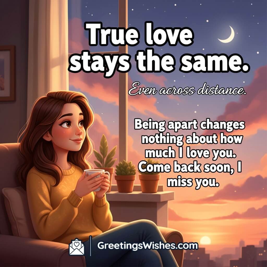 Long distance true love image featuring a calm evening sky with warm tones, symbolizing love that stays unchanged across distance.