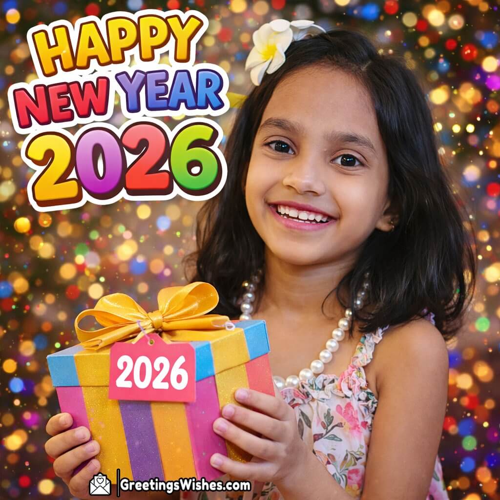 Order Happy New Year 2026 Gift Box Kid Photo