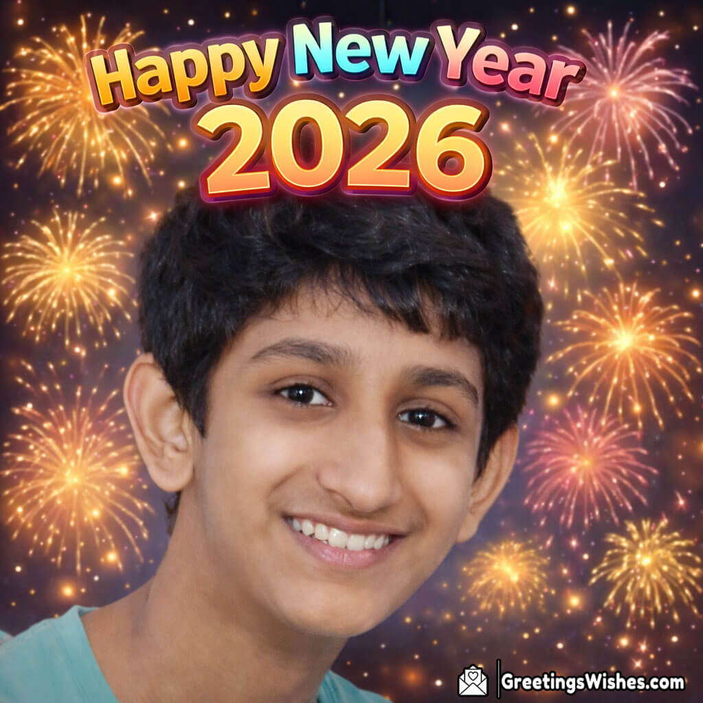 Order Happy New Year 2026 Night Fireworks Photo