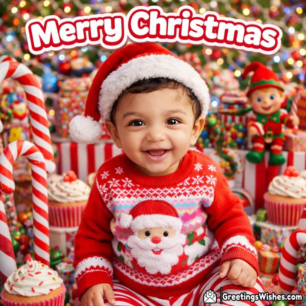 Order Merry Christmas Kid With Santa Helper Photo