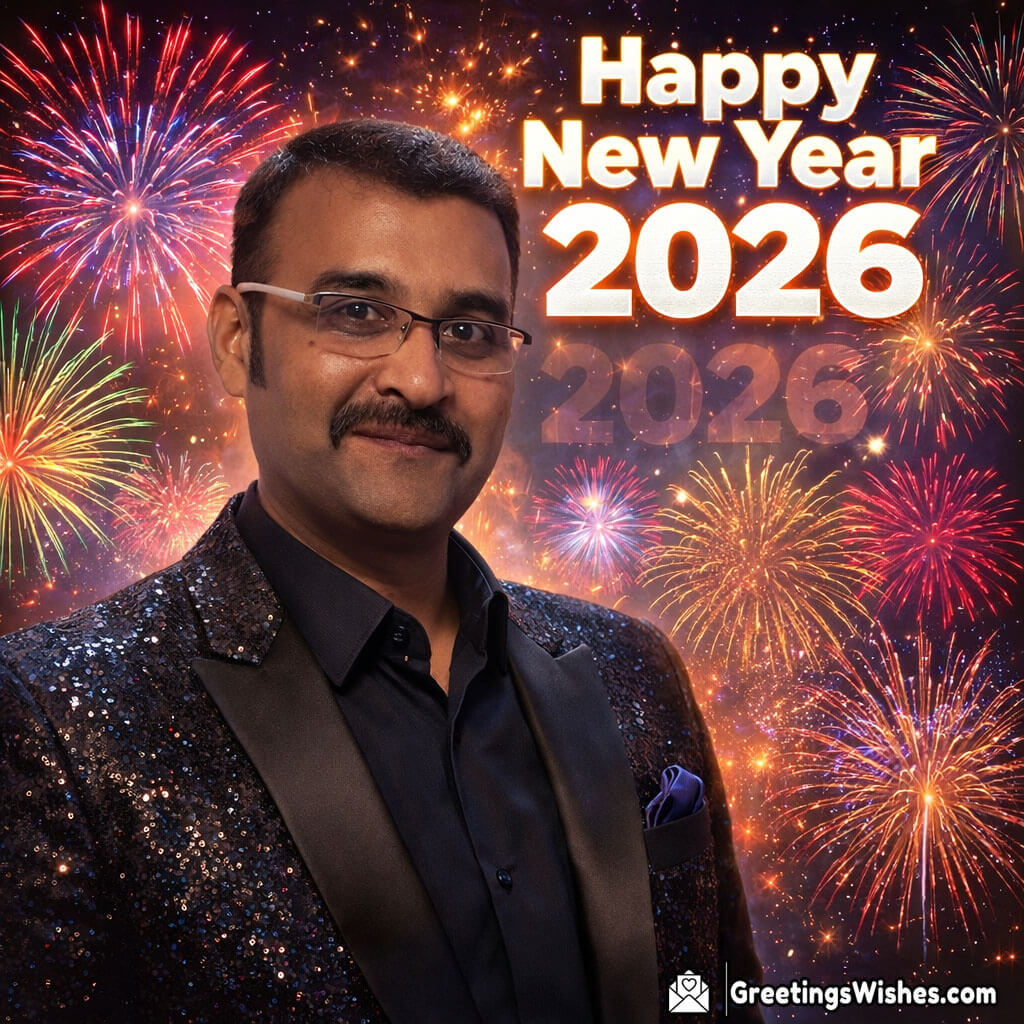 Personalised Happy New Year 2026 Fireworks Photo