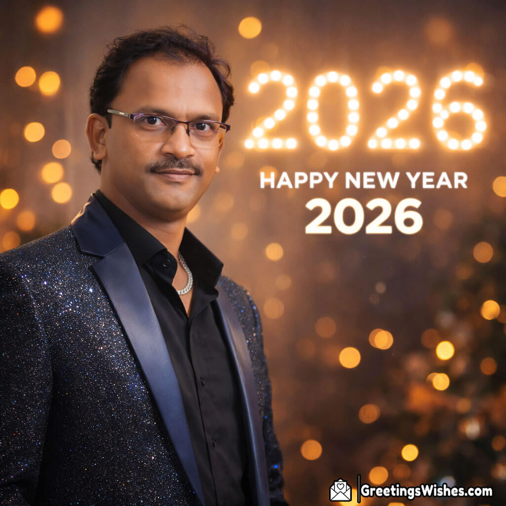 Personalised Happy New Year 2026 Glowing Photo