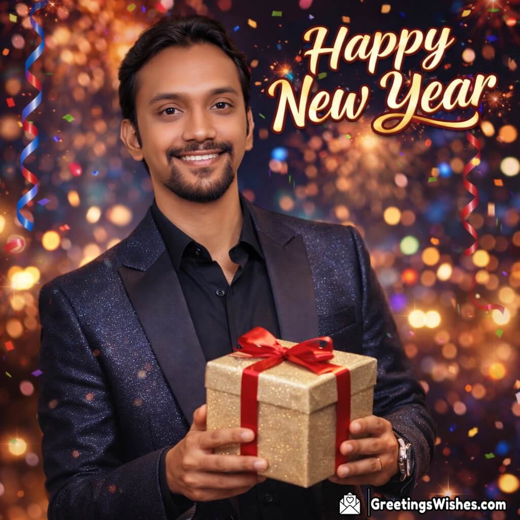 Personalised Happy New Year Gift Box Party Celebration Photo