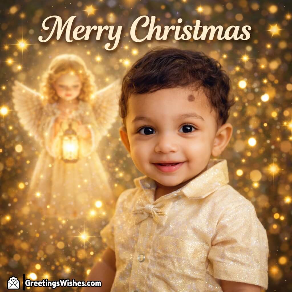 Personalised Merry Christmas Kid With Angel