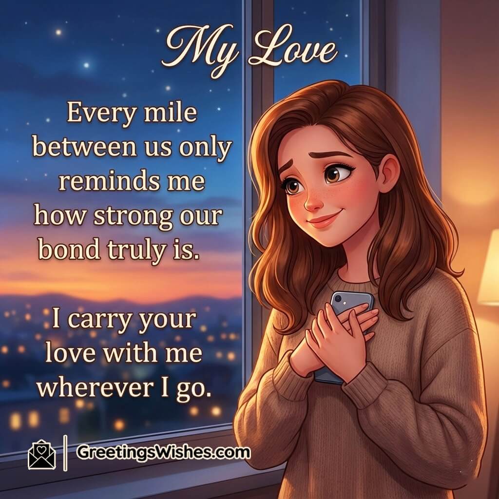 Romantic Words For Long Distance Love image featuring a person by a window with distant lights, symbolizing emotional strength, connection, and enduring love.